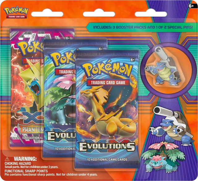 Mega Blastoise Collector's Pin Three Pack Blister